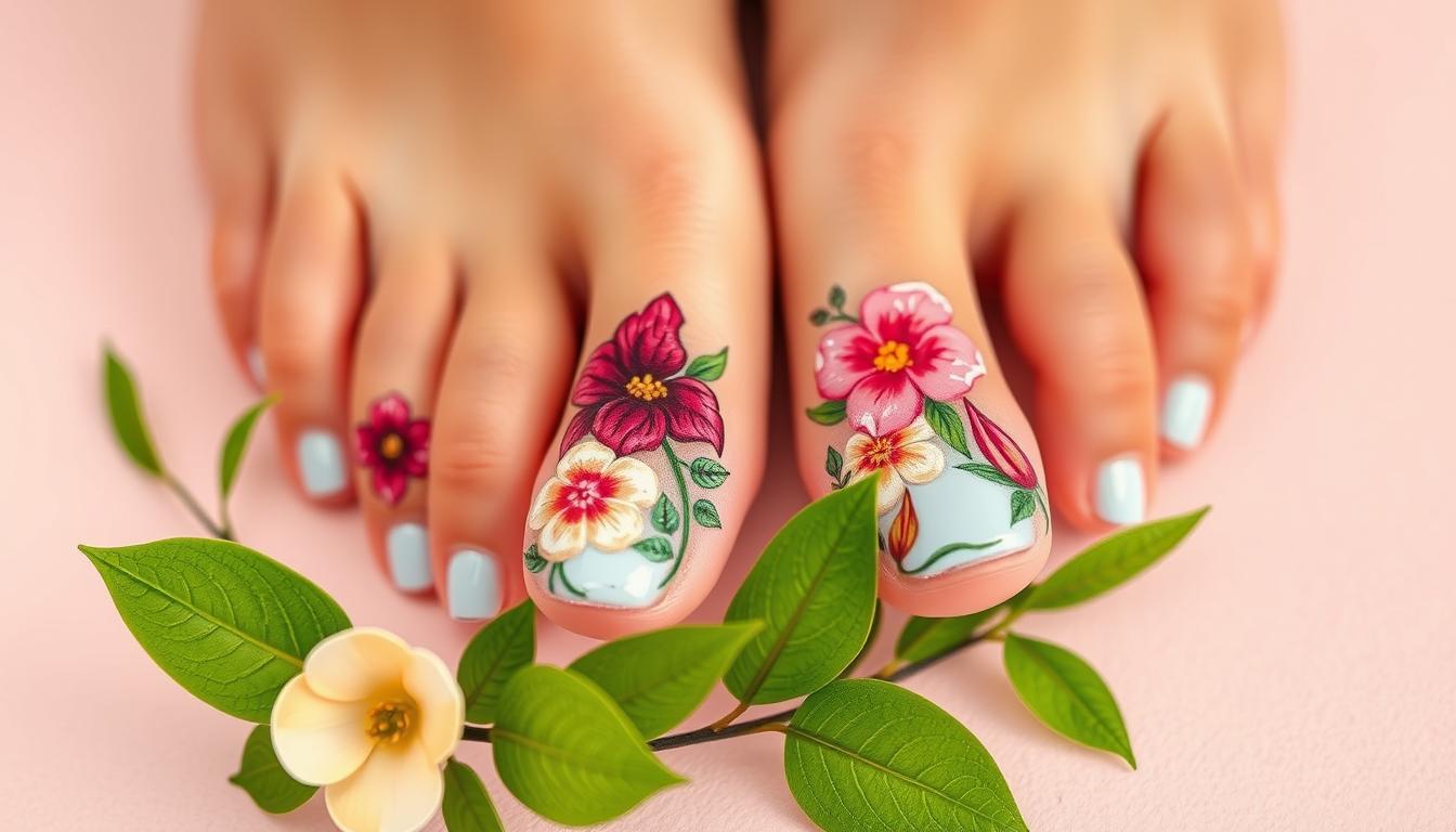 Paint Flowers on Toenails